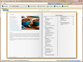 Screenshot: Cookbook with index by chapters