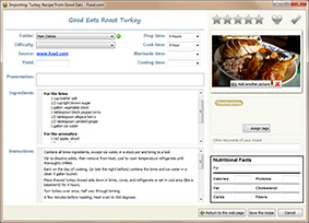 Screenshot: recipe form
