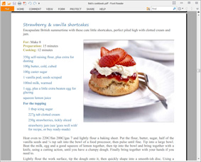 Screenshot: Export cookbooks as PDF files