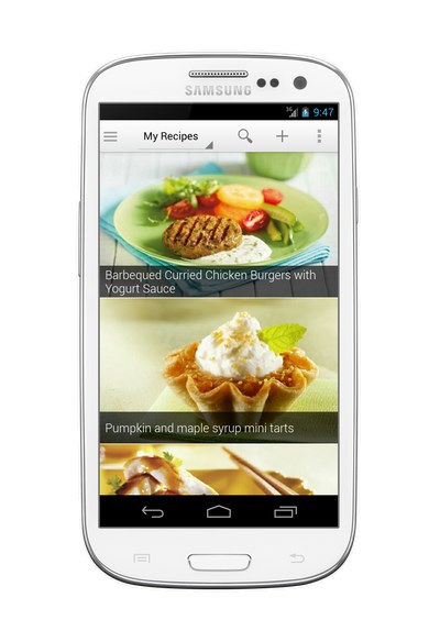 Recipe browser on an Android phone